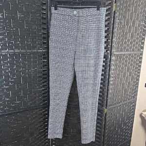 Zara Grupo Inditex Gray Black  Plaid Womens Zipper  Pants Size L